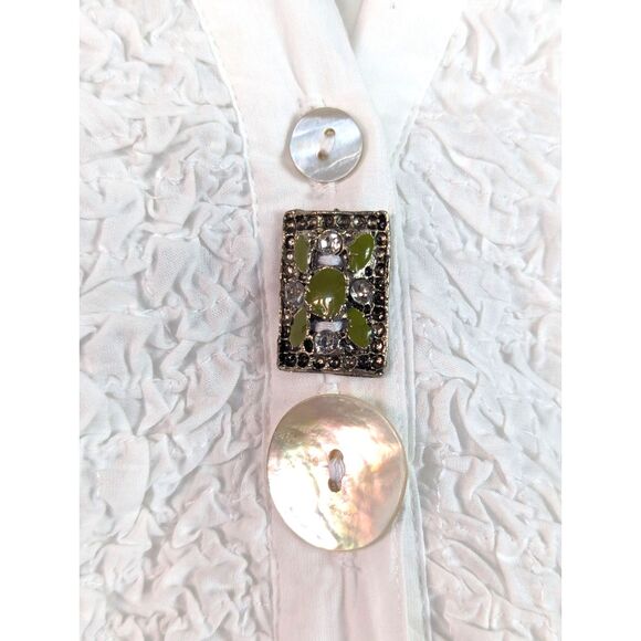 PARSLEY & SAGE Lotus Embroidered Smocked Tunic Shirt Artsy Boho Size Large NWT - Picture 3 of 9